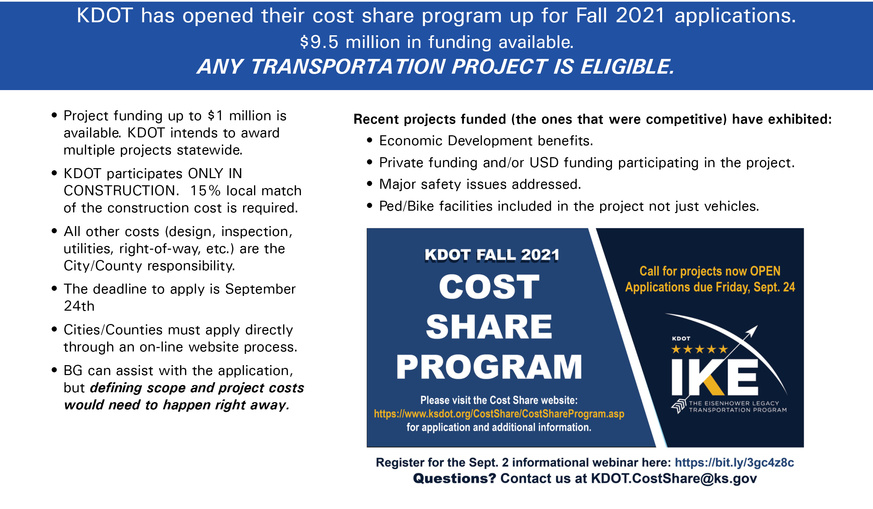 BG Consultants Fall 2021 KDOT Cost Share Information